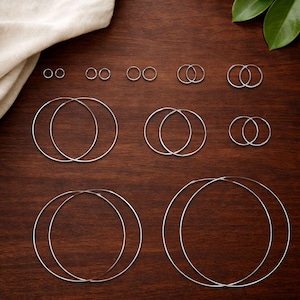 Hoop earrings made of 925 sterling silver; silver hoop earrings in the size