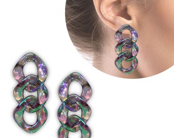 1 paire de boucles d'oreilles tendance chaîne violette