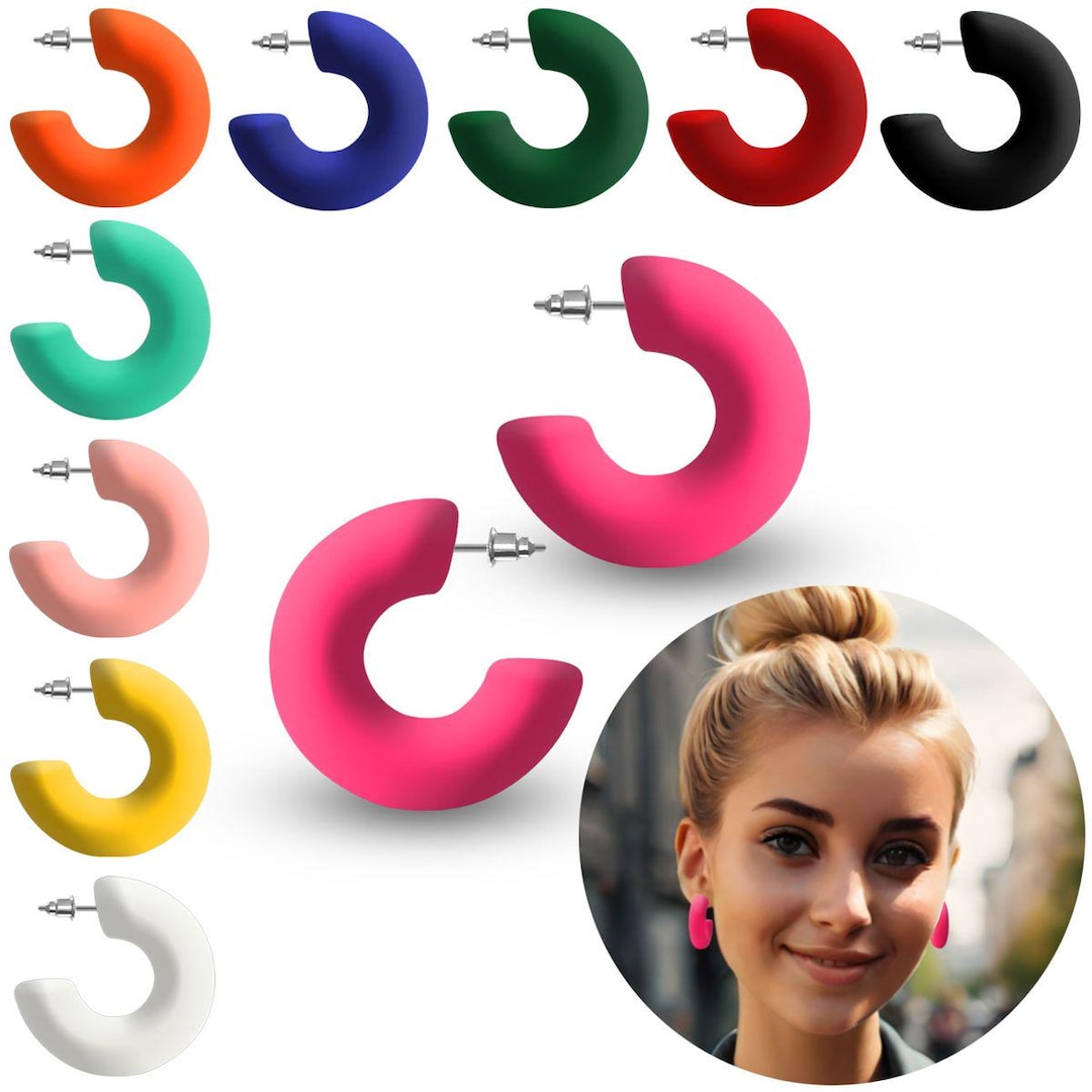 Colorful Hoop Earrings in 10 Beautiful Colors - Etsy