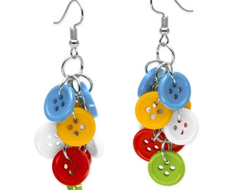 1 paire de boucles d'oreilles boutons aux couleurs vives