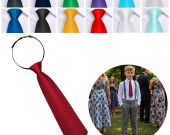 Corbata para niño, 34 cm, ajustable, preanudada, aspecto de seda, para comuniones, bodas u ocasiones formales.