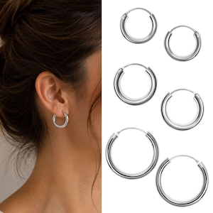 Pendientes de aro de plata 925 Pendientes de plata de ley para mujer y hombre Pendientes de aro redondos clásicos de 16, 20 y 30 mm