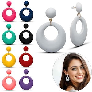Pendientes llamativos, diseño de anillo redondo, joyería ligera y moderna para mujer.