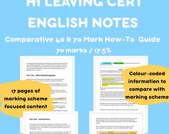 Puede incluir: Una guía colorida para estudiantes que se preparan para el examen de Leaving Certificate English en Irlanda. La guía incluye 17 páginas de contenido específico, información codificada por colores para comparar con el esquema de calificación y notas PDF imprimibles. La guía está diseñada para estudiantes que estudian novelas, películas y obras de teatro.