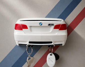 BMW M3 E92 sleutelhouder muurbevestiging | 3D-geprint sleutelrek auto achter | Cadeau autoliefhebber | Garage-organizer | Cadeau BMW-fan