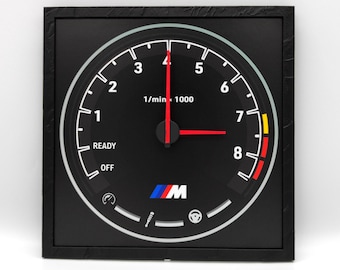 BMW F80/F83 M3/M4 toerentellerklok, autoliefhebber wandklok, snelheidsmeterklok, garagedecor, cadeau voor autoliefhebbers, bureauklok