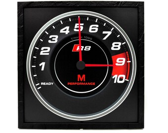 Audi R8-bureauklok, unieke wandklok, gepersonaliseerd cadeau automan, plankposter