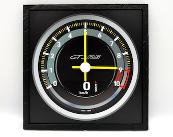 Porsche 911 GT3 toerentellerklok, autoliefhebber wandklok, snelheidsmeterklok, garagedecor, cadeau voor autoliefhebbers, bureauklok