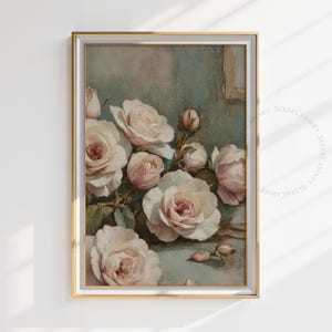 Moody Vintage Flower Print | Dark Floral Still Life Oil Painting | Dark Academia Wall Art | Printable Digital Antique Art | pdozy3