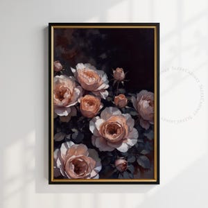 Moody Vintage Flower Print | Dark Floral Still Life Oil Painting | Dark Academia Wall Art | Printable Digital Antique Art | pdozy4