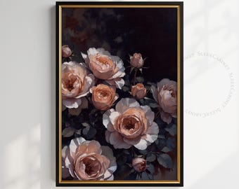 Moody Floral Still Life Print: Dark Academia Antique Art (Digital Download)