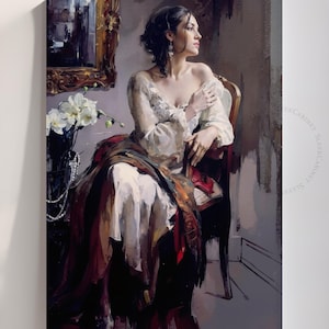 Victorian Woman Portrait Print: Romantic Feminine Wall Art (Digital Download