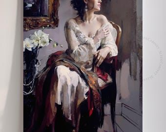 Victorian Woman Portrait Print: Romantic Feminine Wall Art (Digital Download