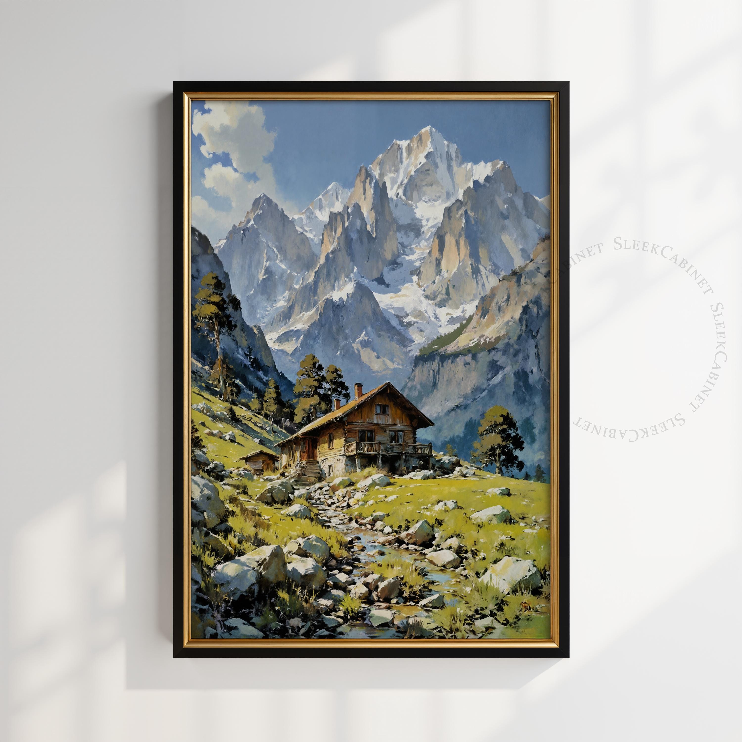 Swiss alps oil painting - Etsy 日本