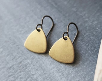 Brass Geometric Earrings Modern Earrings, Raw Brass, Simple Earrings, Small Earrings, Gold, Hypoallergenic