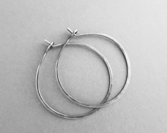 Hammered Sterling Silver Hoop Earrings Handcrafted Artisan Earrings, Simple Sterling Silver Hoops