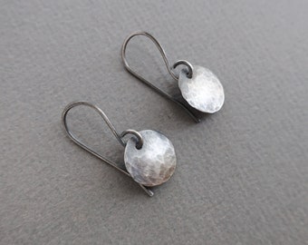 Sterling Silver Disc Earrings Artisan Earrings, Hammered Disc Earrings, Small Sterling Silver Earrings