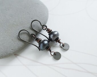 Gray Pearl Earrings