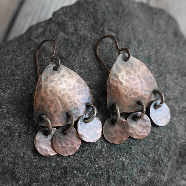 Copper Disc Earrings Etsy