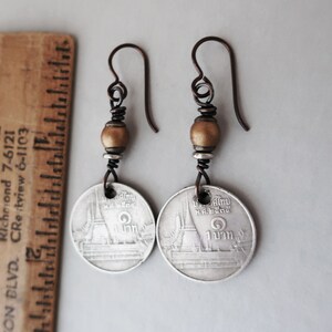 Thai Coin Earrings Coin Dangle Earrings image 5