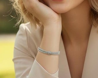 Handmade Sterling Silver Woven Bracelet, Magnetic Clasp