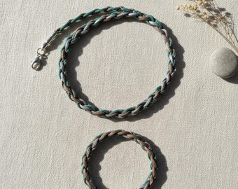 Handmade Copper Silver Jewelry Set | Braided Kazaziye Style, Unisex