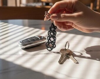 Kazaziye Woven Keychain, Handmade Silver Copper Car Key Fob, Artisan Tassel