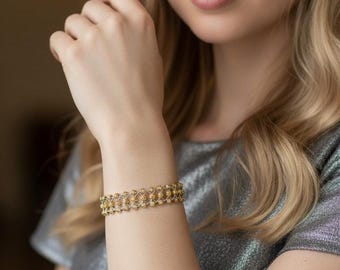 Handmade Silver Copper Bead Bracelet, Tarnish Resistant Woven Bangle