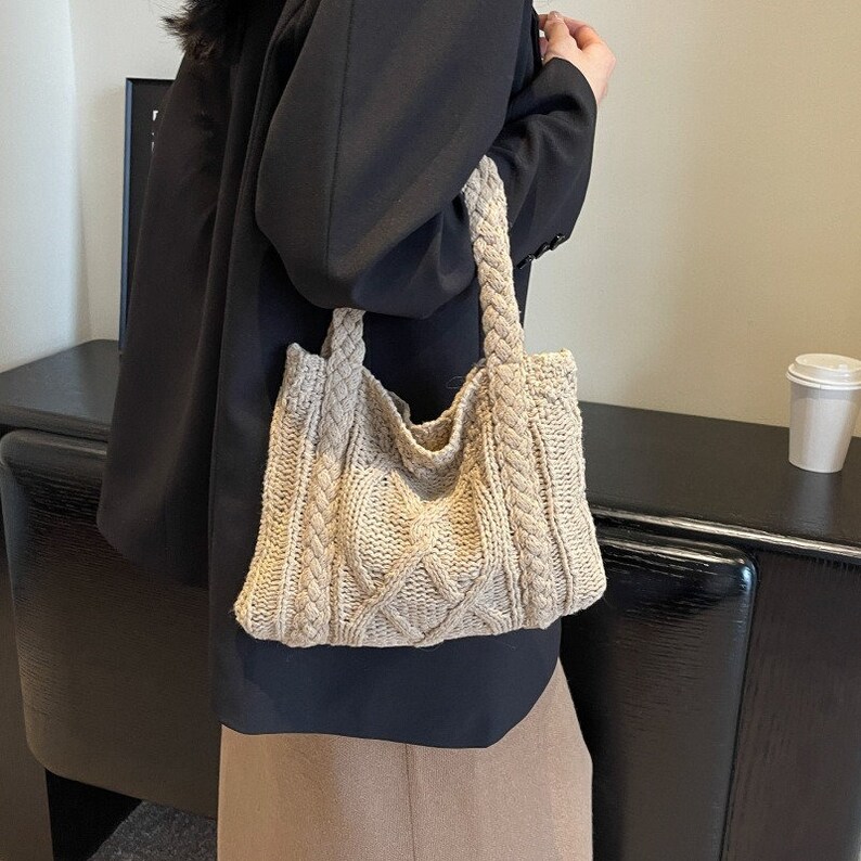 Petit sac en laine tricoté pour femmes, nouveau style image 2