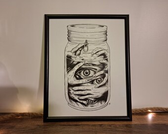 Pickles - Dessin original, illustration noir et blanc, réalisé à la main à l'encre de chine et au feutre fin.