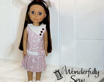 Pink Pleated &quot;Hazel&quot; Dress for 14” Dolls | Fits WellieWishers™