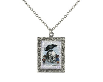 Skull and Raven Art Pendant Necklace