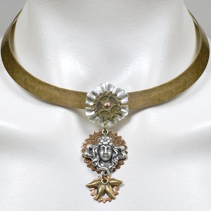 Steampunk Necklace, Steampunk Choker, Goddess Necklace, Steampunk Earrings Set