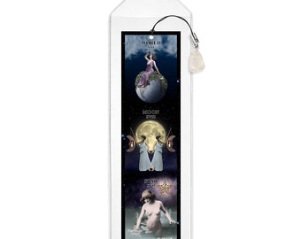 Tarot Karten Lesezeichen - Mond, Welt und Stern Karten Lesezeichen