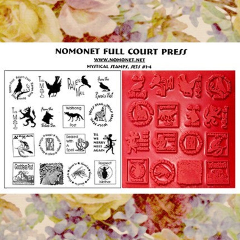 Rubber Stamps, Sixteen One Inch Square, Wolf Stamps, Witch Stamps