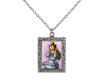 Alice in Wonderland Art Necklace - Alice in a Crown