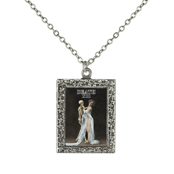 Tarot Pendant Necklace of The Death Card Dancing Skeleton