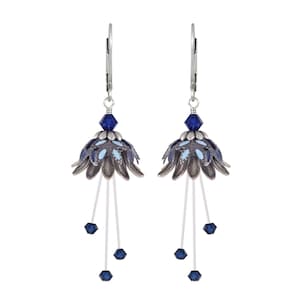Daisy Earrings, Floral Earrings, Blue Earrings, Flower Earrings