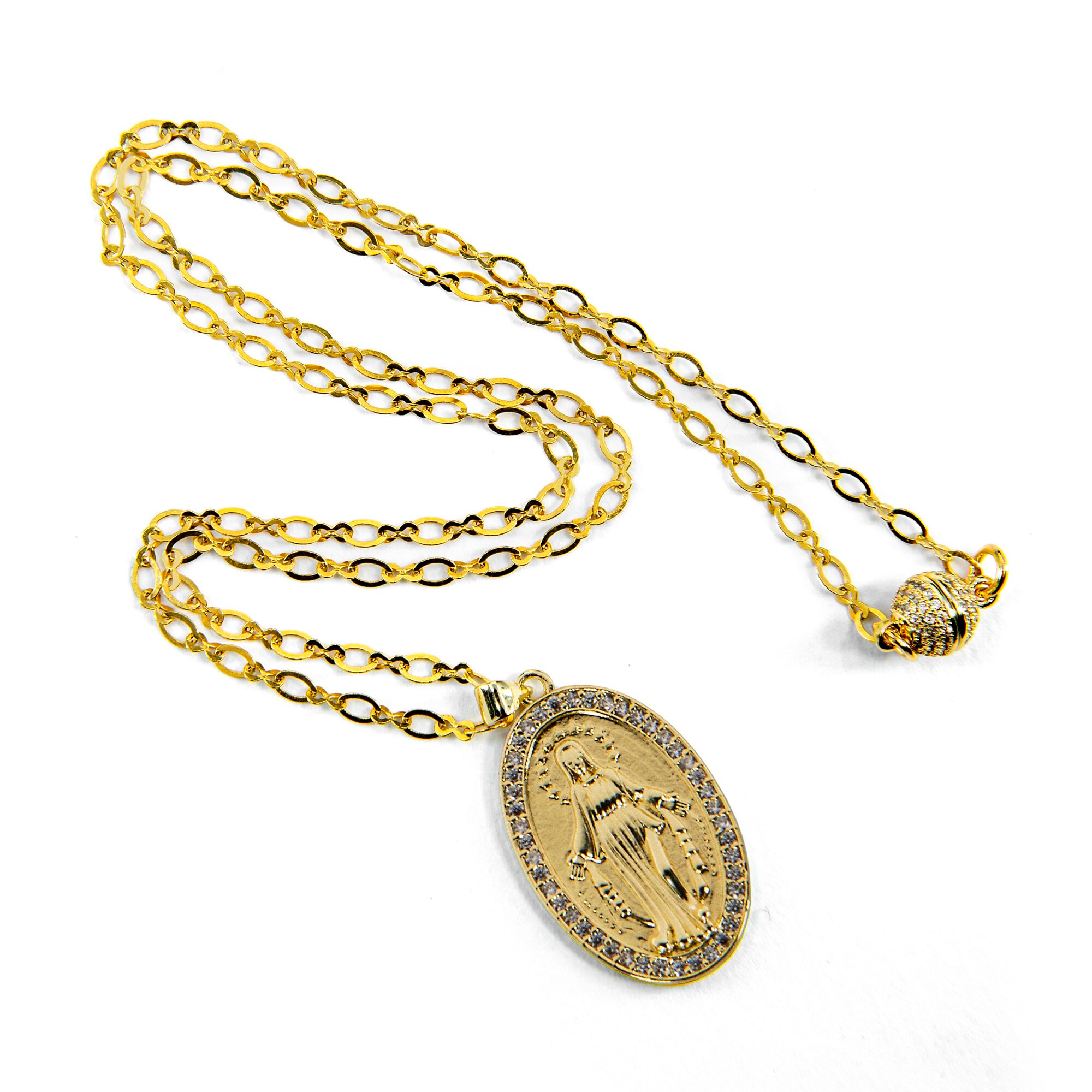 Virgin Mary Mother of God CZ Necklace, Pendant 18