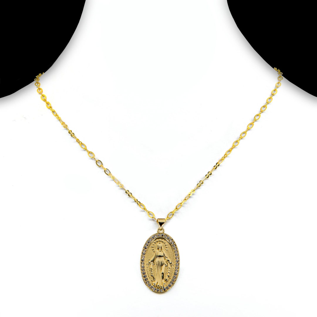 [4月25日まで利用可能] K18YG MARY NECKLACE Virgin Mary Mother of God CZ Necklace, Pendant 18