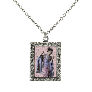 Geisha with Attitude Flipping the Bird Humorous Necklace