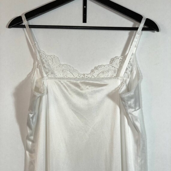 1990s White Nylon Lace Trimmed Slip Dress by Vass… - image 5