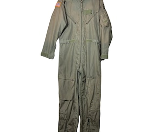 Officers Coveralls Flyers Flight Suit 42R Green Flame Resistant
