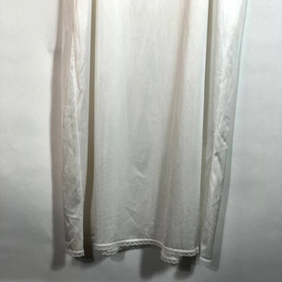 1990s White Nylon Lace Trimmed Slip Dress by Vass… - image 6
