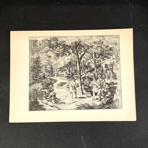 Harry Wickey &quot;Central Park&quot; 1930s Art Print Etching Vintage New York City