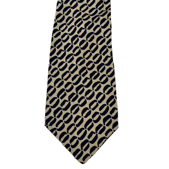 Lady Manhattan Tie, Silk in Navy Blue and Cream, V