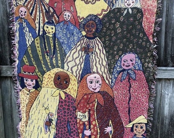 Kiki Suarez 1990 Woven Throw Blanket Tapestry: Many Strong & Beautiful Women