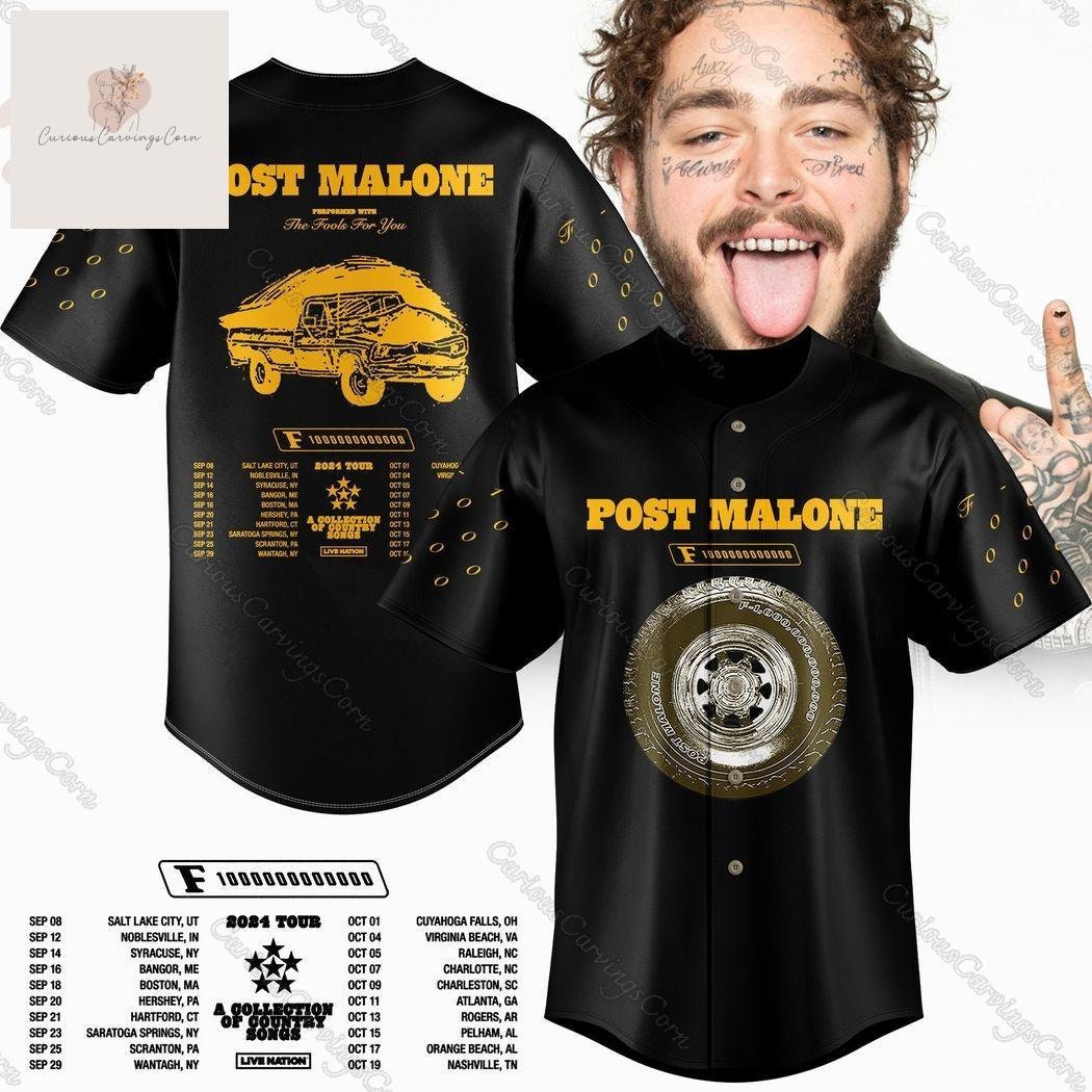 Discover Post Malone 2024 The F-1 Trillion Tour Baseball Jersey, Post Malone Baseball Jersey For Fan
