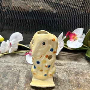 Vintage Figural Spotted Dog Ceramic Toothbrush Holder