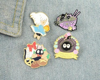 carton girl noodles Enamel Pin Cute Anime Badges Brooch for Clothes Backpack Hat Fashion Jewelry Accessories Kids Gifts